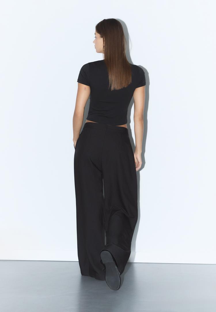 pantalon casual habille a taille croisee