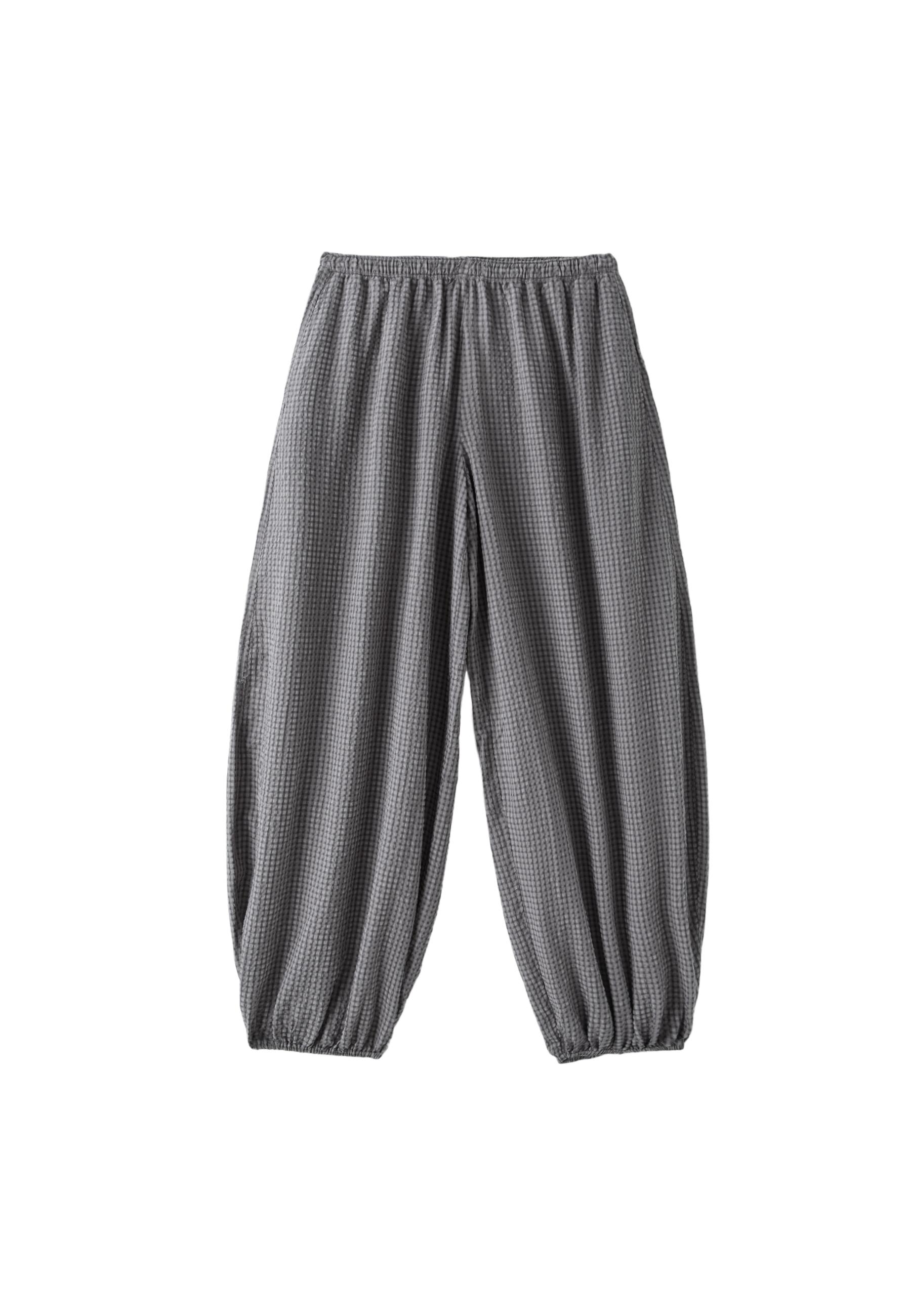 Check voluminous trousers — Dark grey