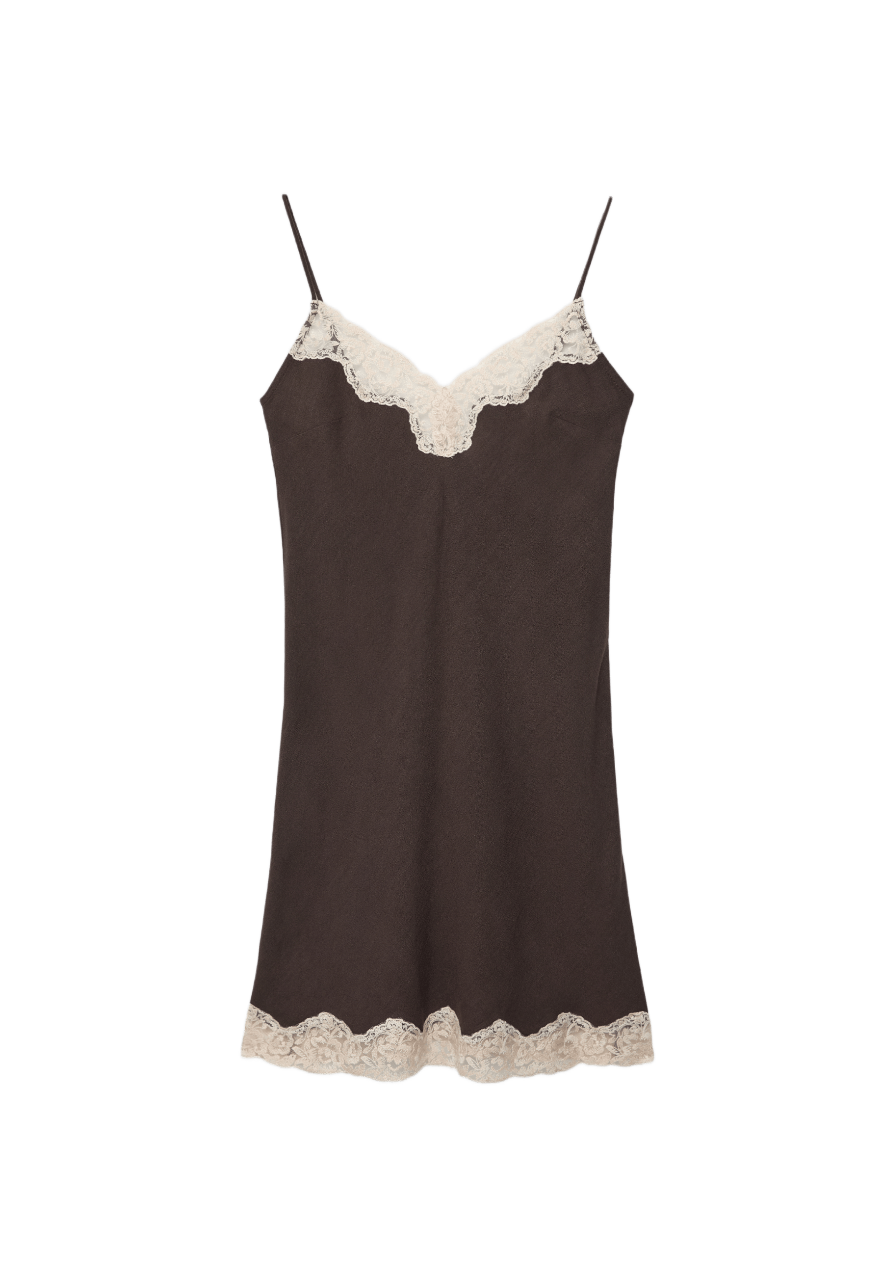 Short rustic lace dress — Brown