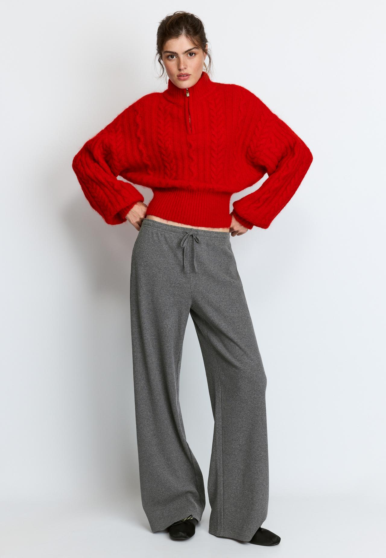 Soft-touch ribbed trousers — Dark grey