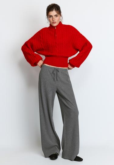Soft-touch ribbed trousers — Dark grey 1