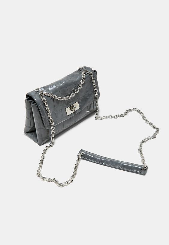 Stradivarius Rigid Coconut Effect Crossbody Bag Dark Grey Os