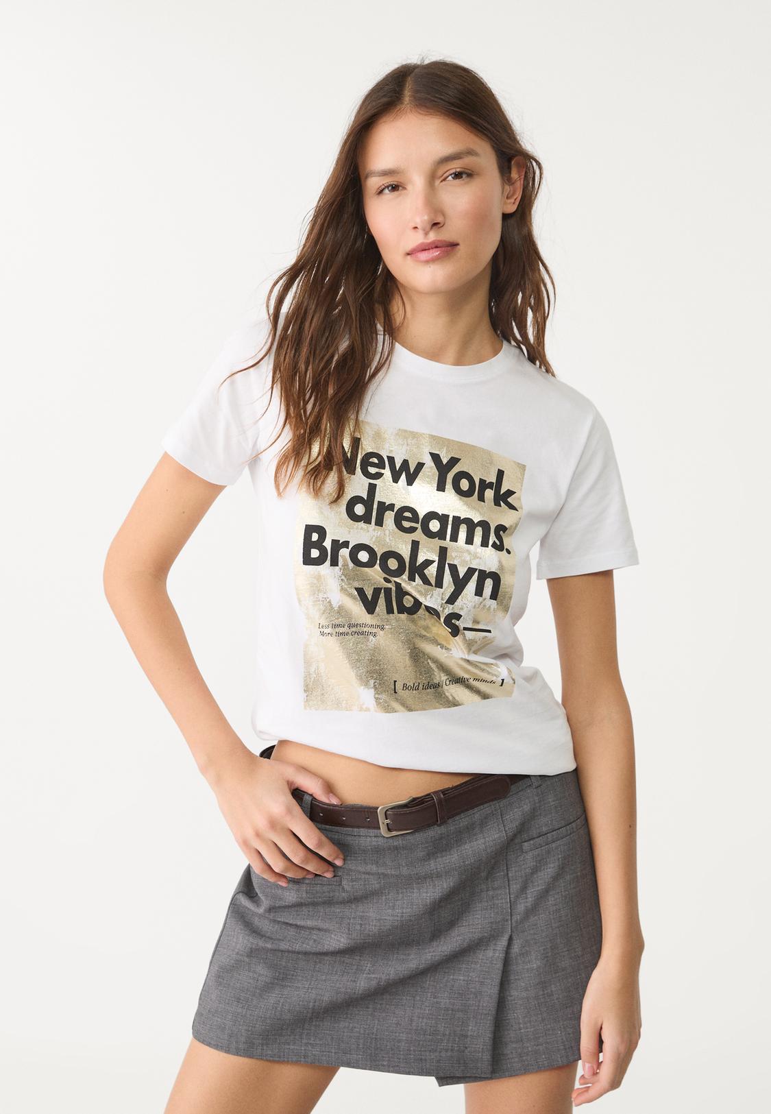 Stradivarius Magliette Metallic Printed T-shirt