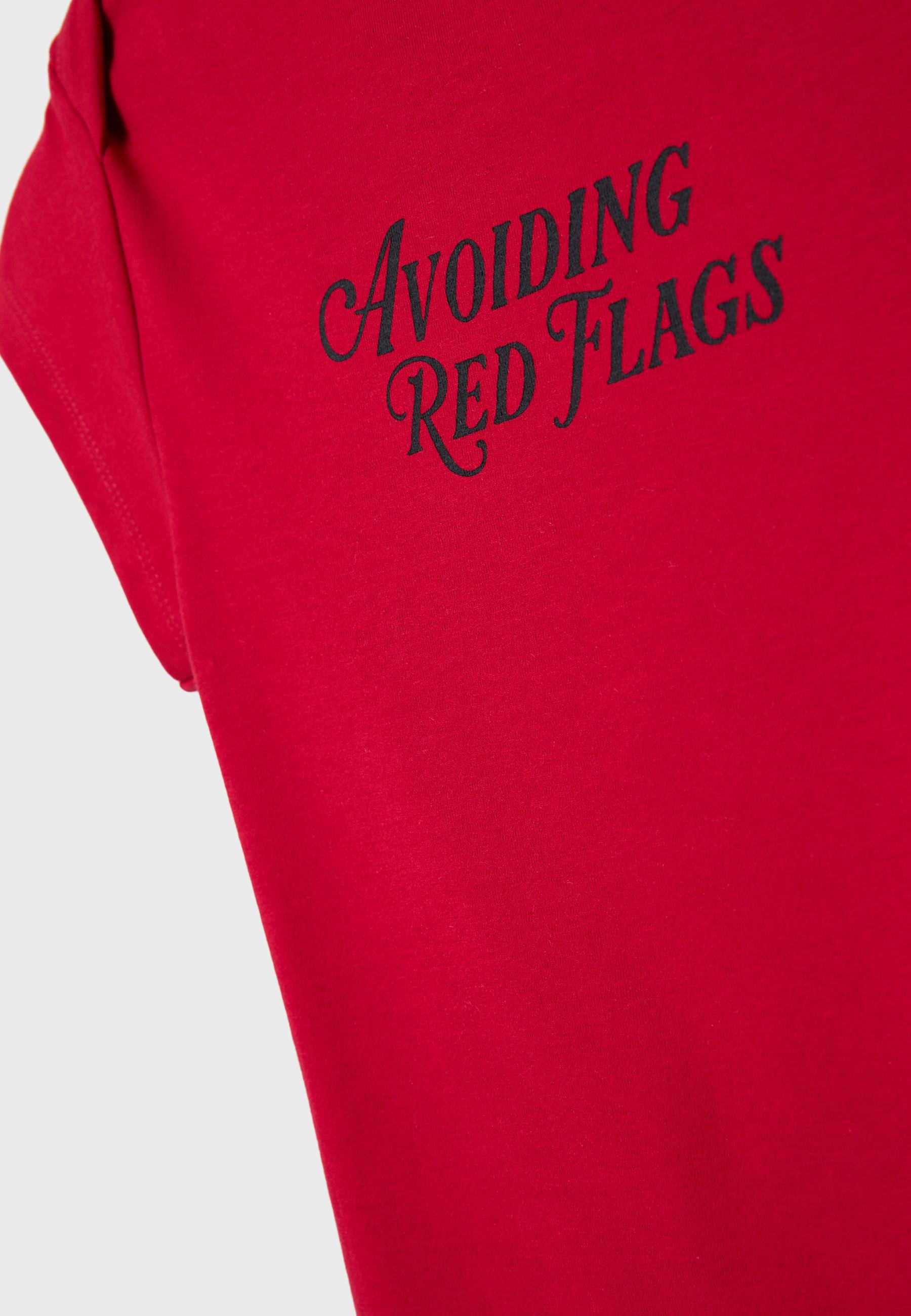 Boat neck slogan T-shirt — Red