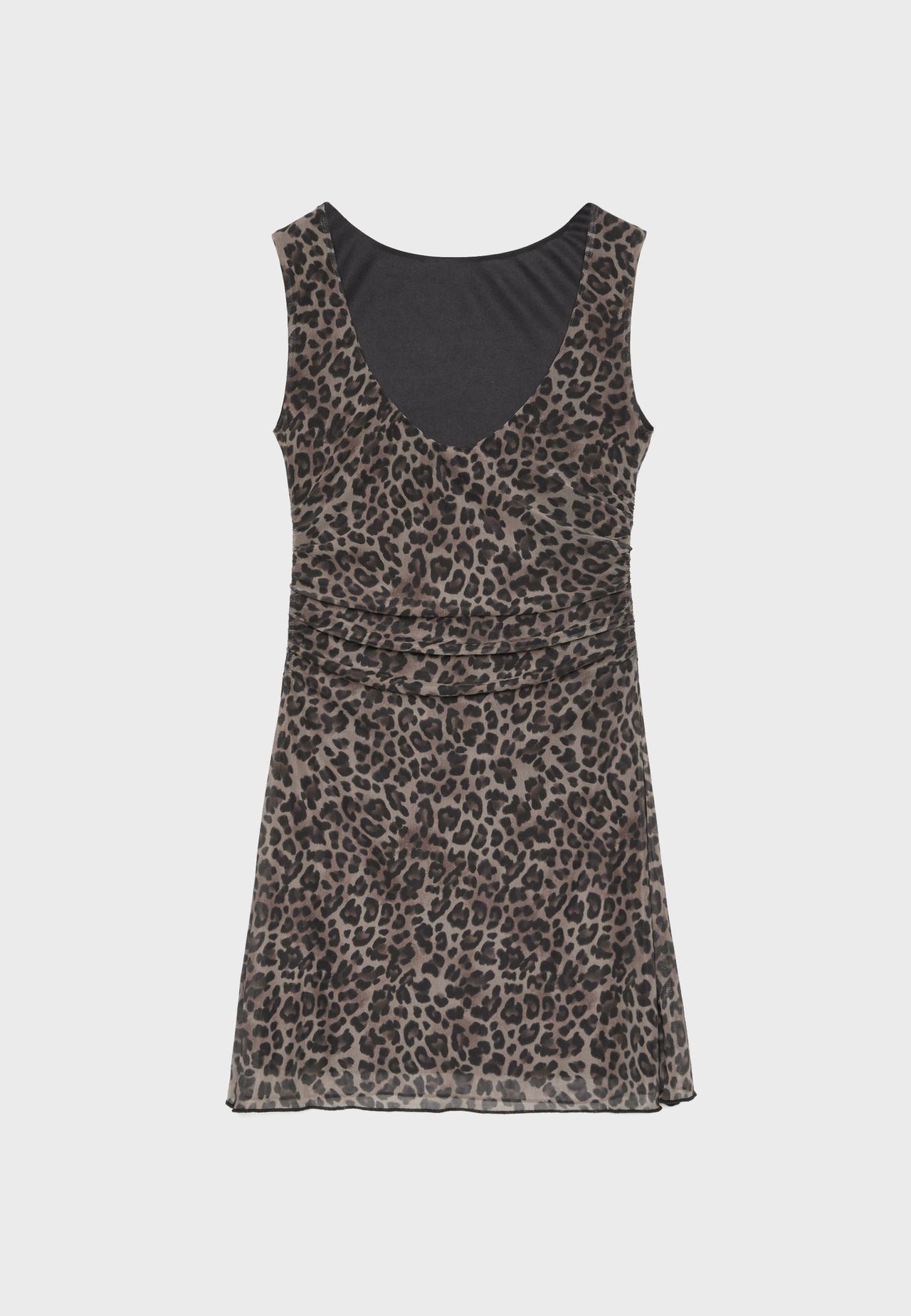 Short print dress — Mid beige