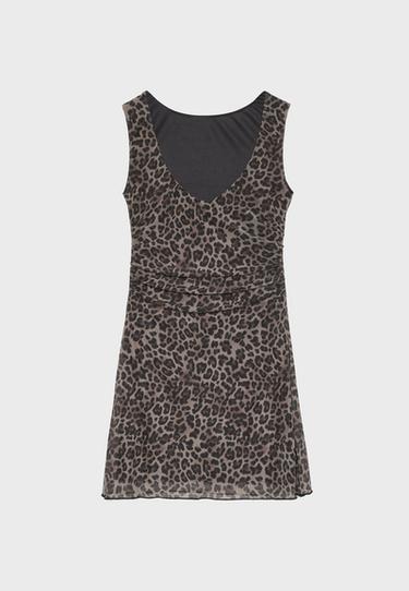 Short print dress — Mid beige 8