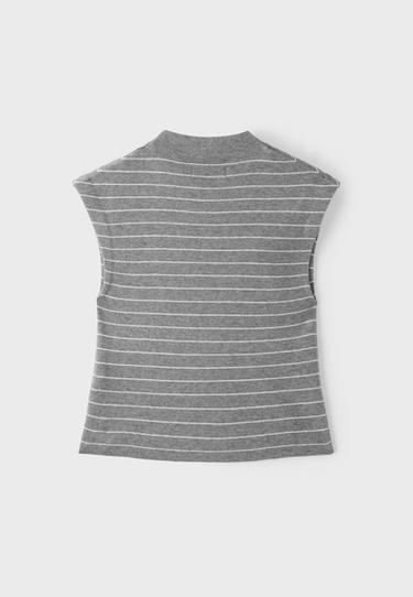 Stand collar knit top — Dark grey 8