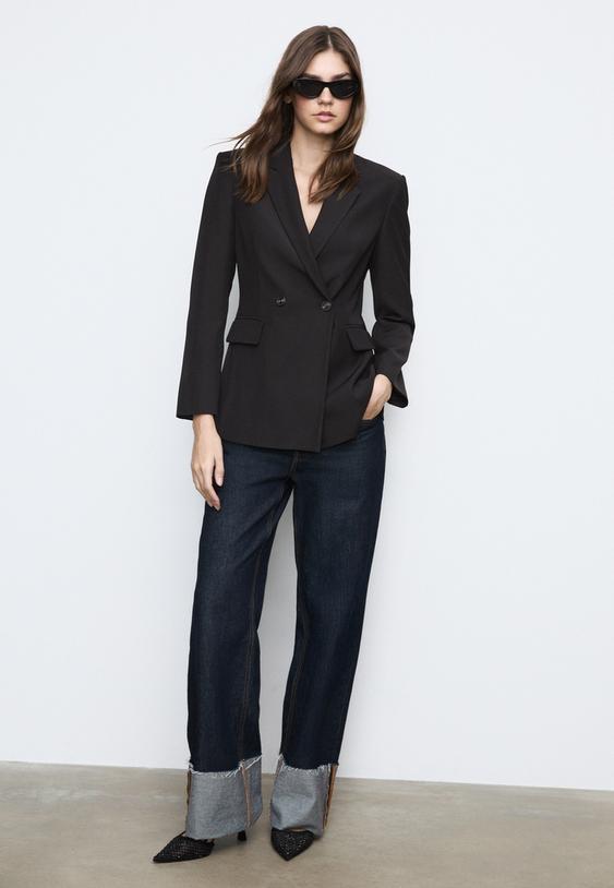 slim fit double breasted blazer