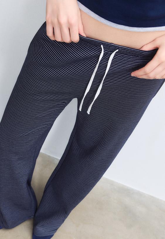 cizgili genis paca jogger pantolon