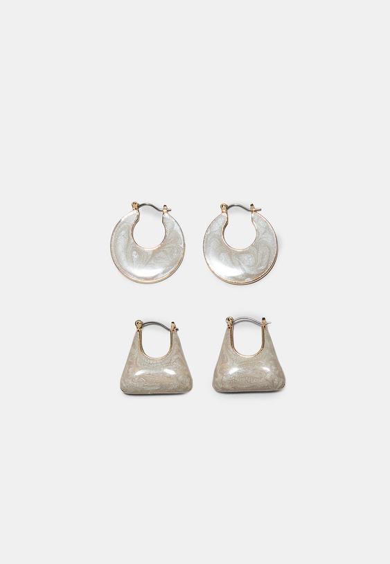 set de 2 pendientes aro enamel