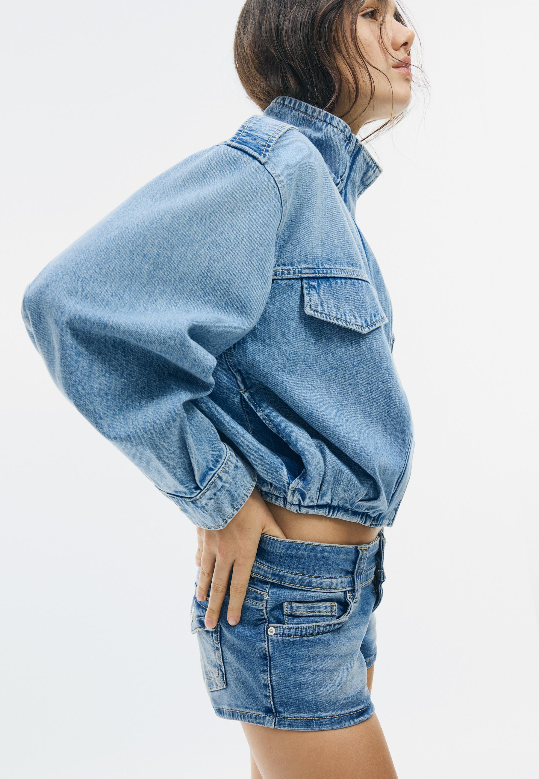 Balon kesim denim ceket