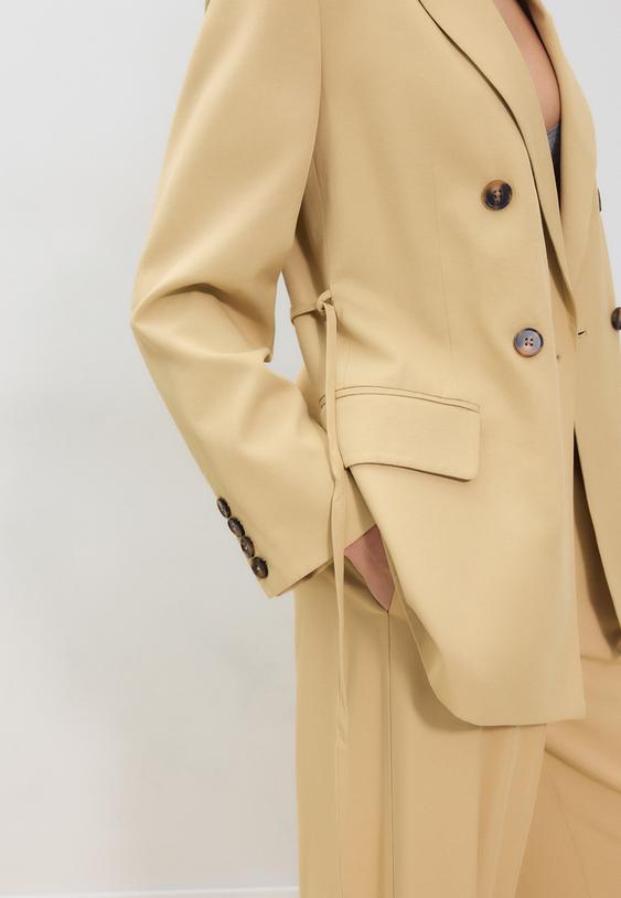 Stradivarius Belted Blazer Pastel Yellow M