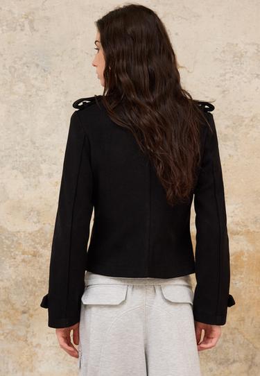 Felt button coat — Black 5