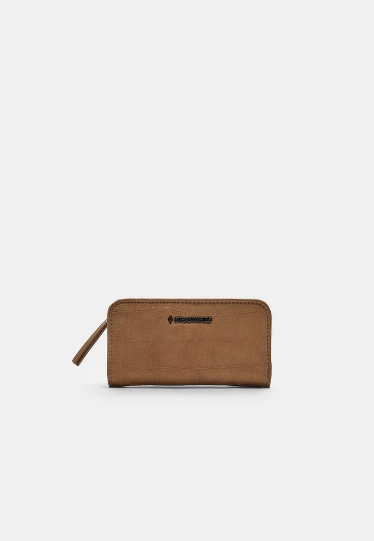 Stradivarius Portofel Cu Fermoar Din Imitație De Piele De Căprioară Caramel Os