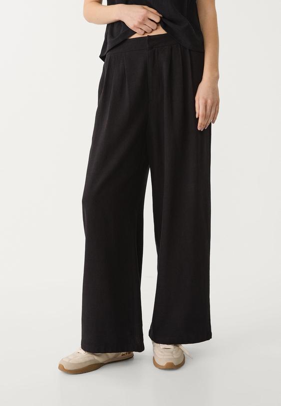Keten karışımlı culotte pantolon_7