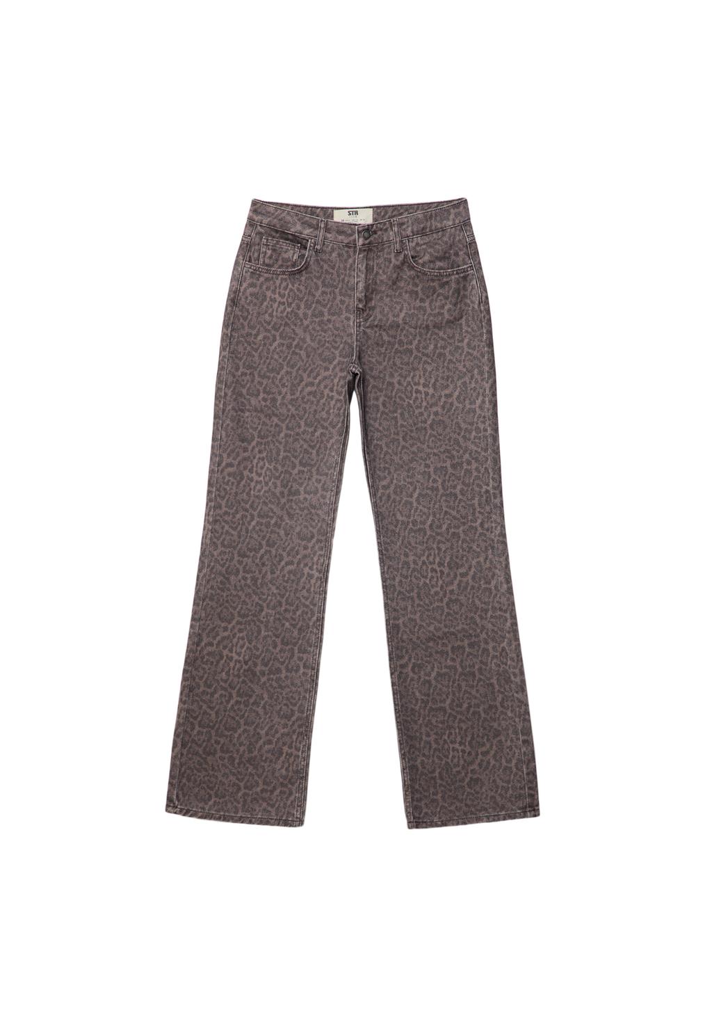 Pantalon straight léopard