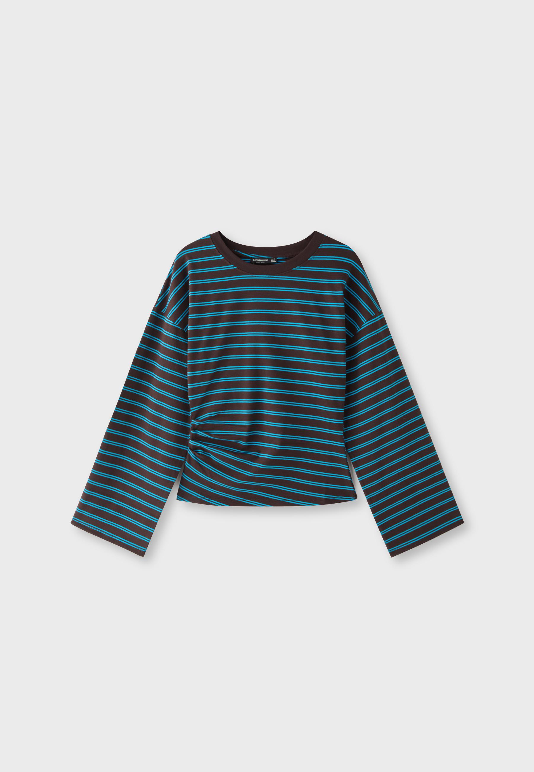 B11 Camiseta manga larga japonesa cintura ajustada rayas