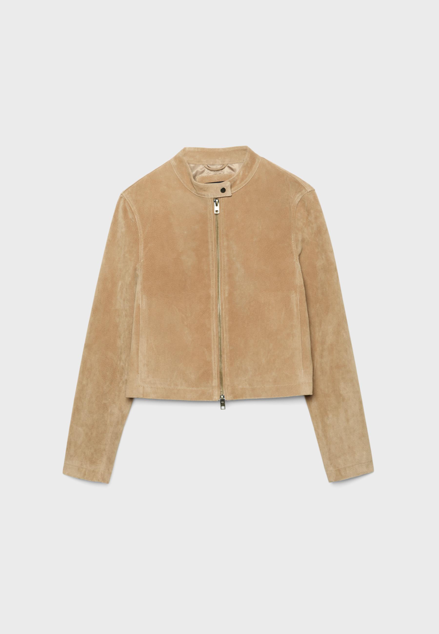 100% leather biker jacket — Stone