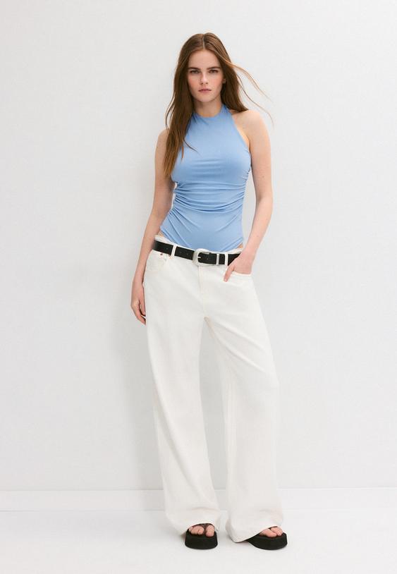 Stradivarius Halterneck Bodysuit Sky Blue M