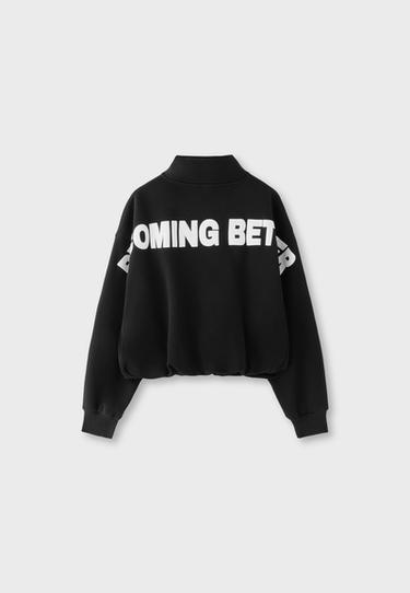 Cropped high neck sweatshirt — Black 8