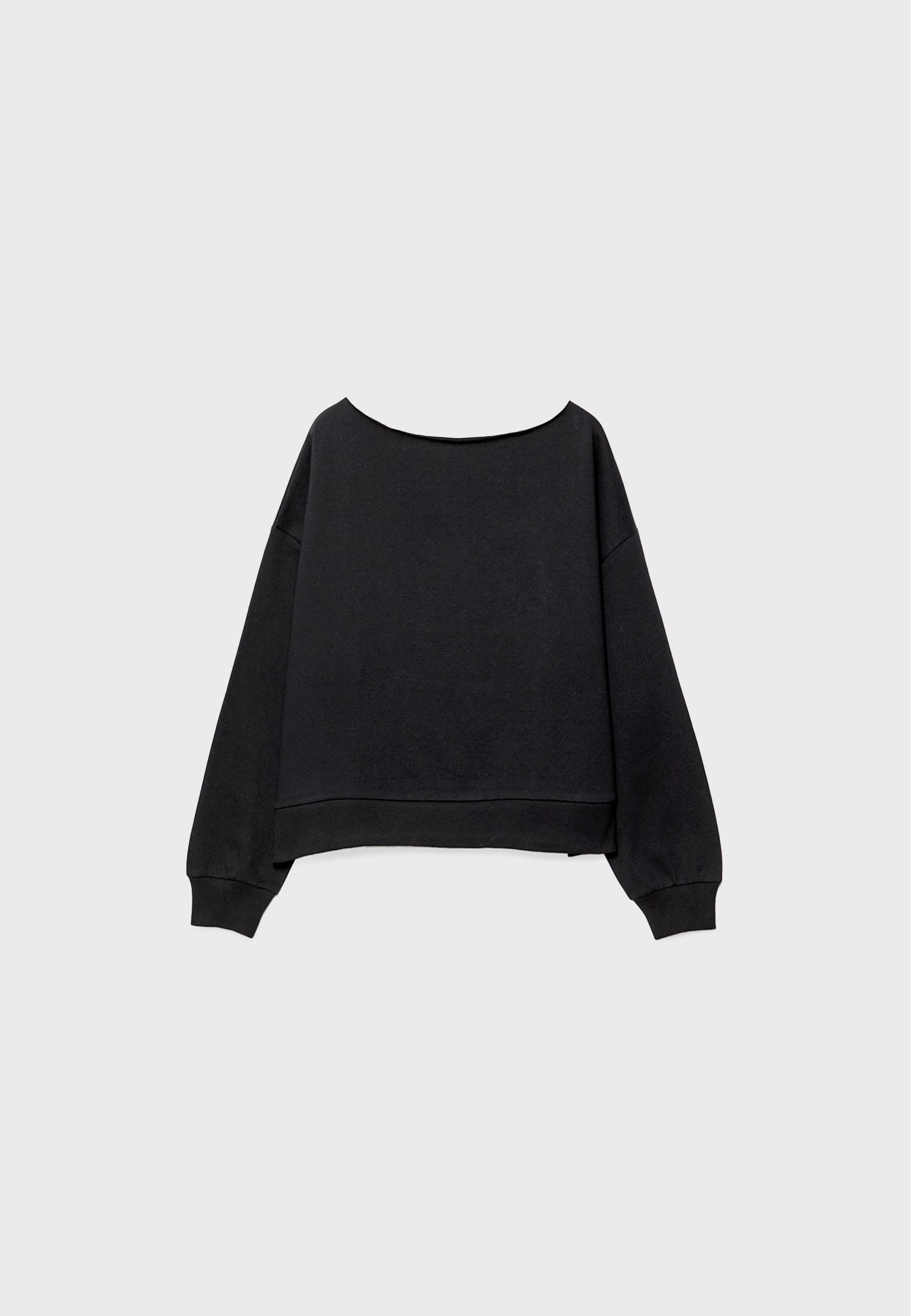 Basic off-the-shoulder sweatshirt — Black