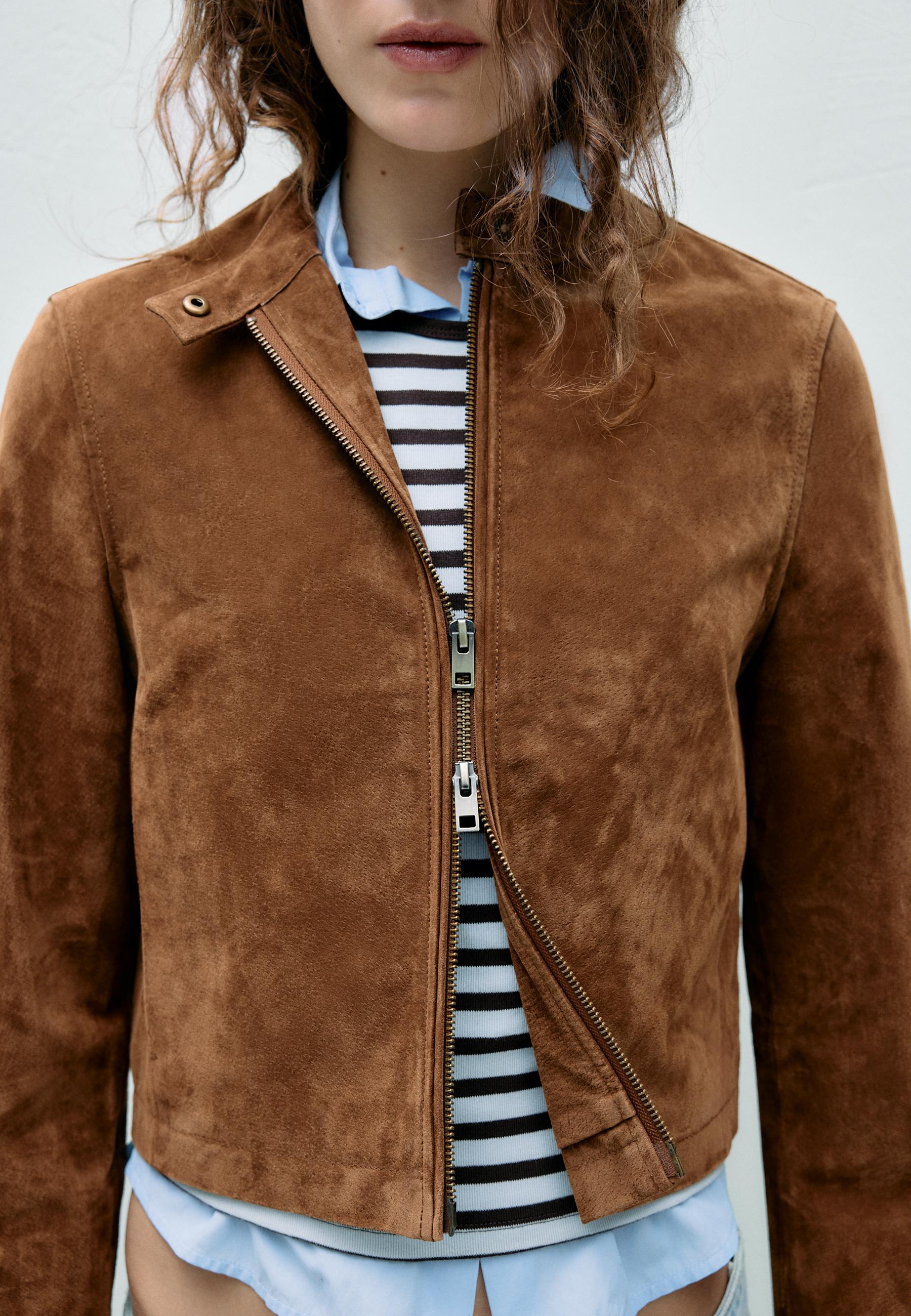 100% leather biker jacket — Brown