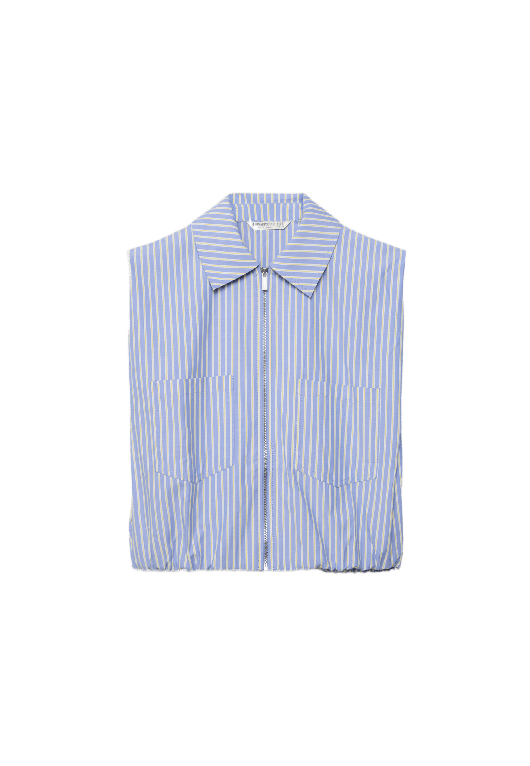Sleeveless balloon zip shirt — Blue