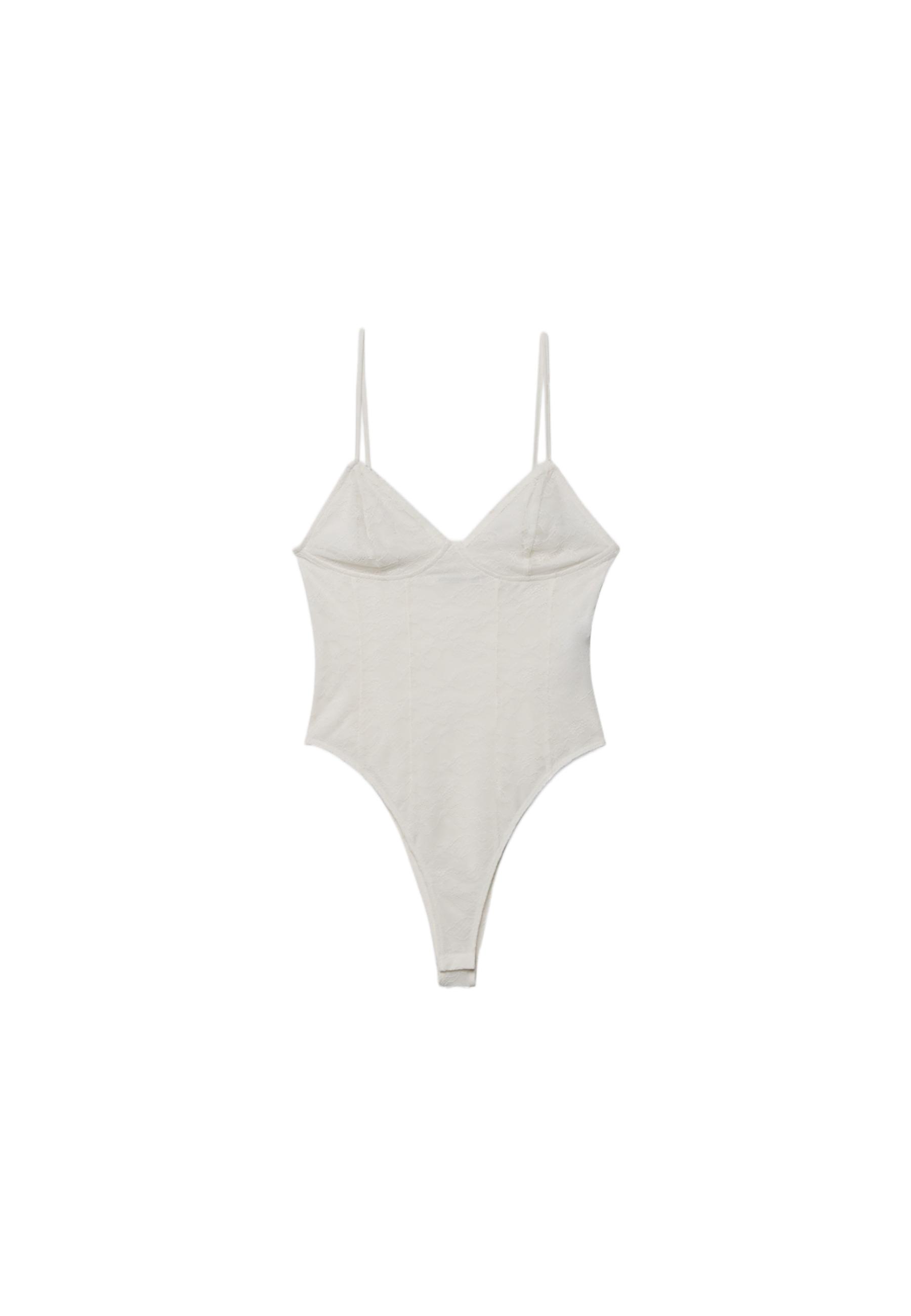Lace strap bodysuit — Vanilla