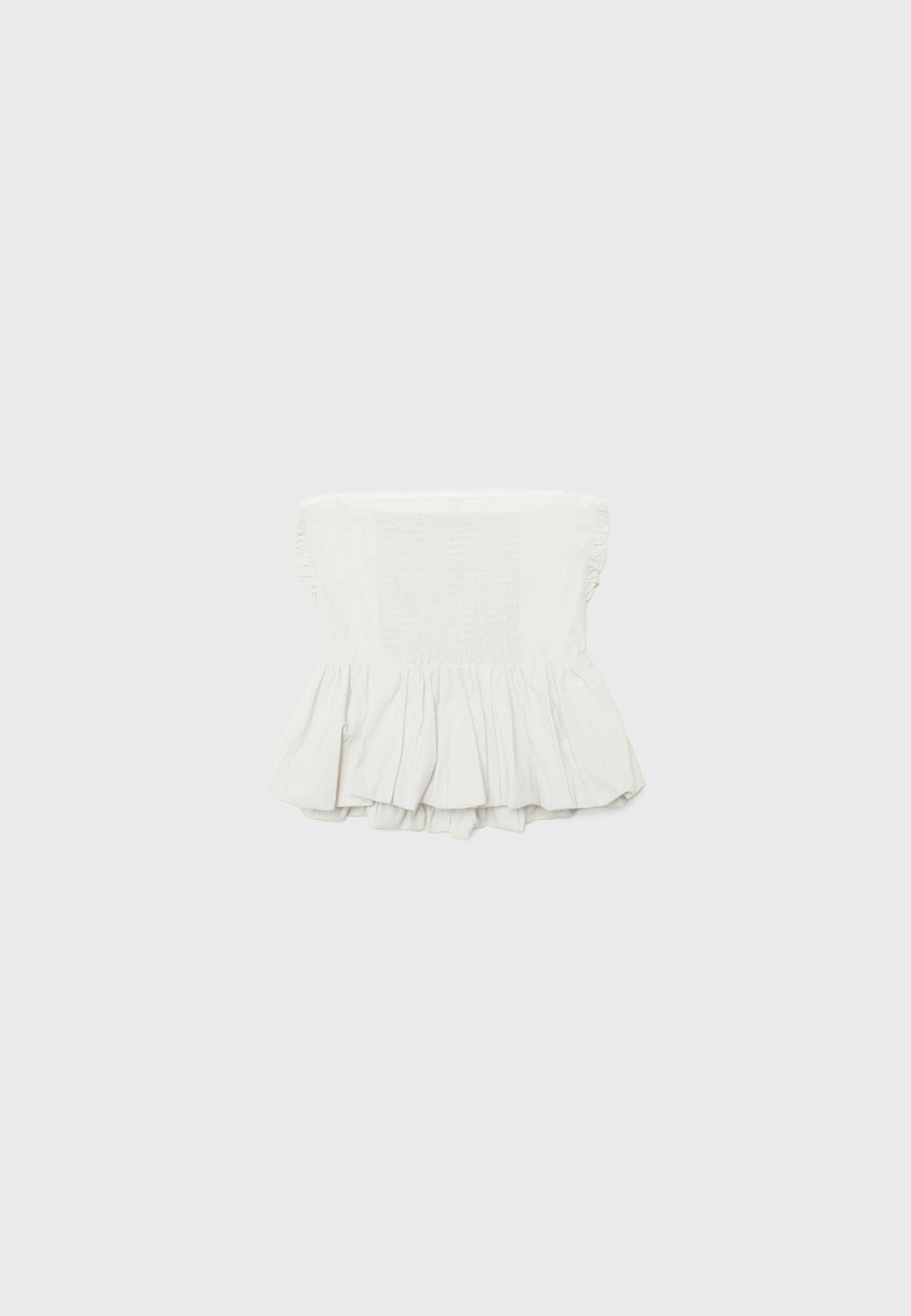 Balloon bustier top — White