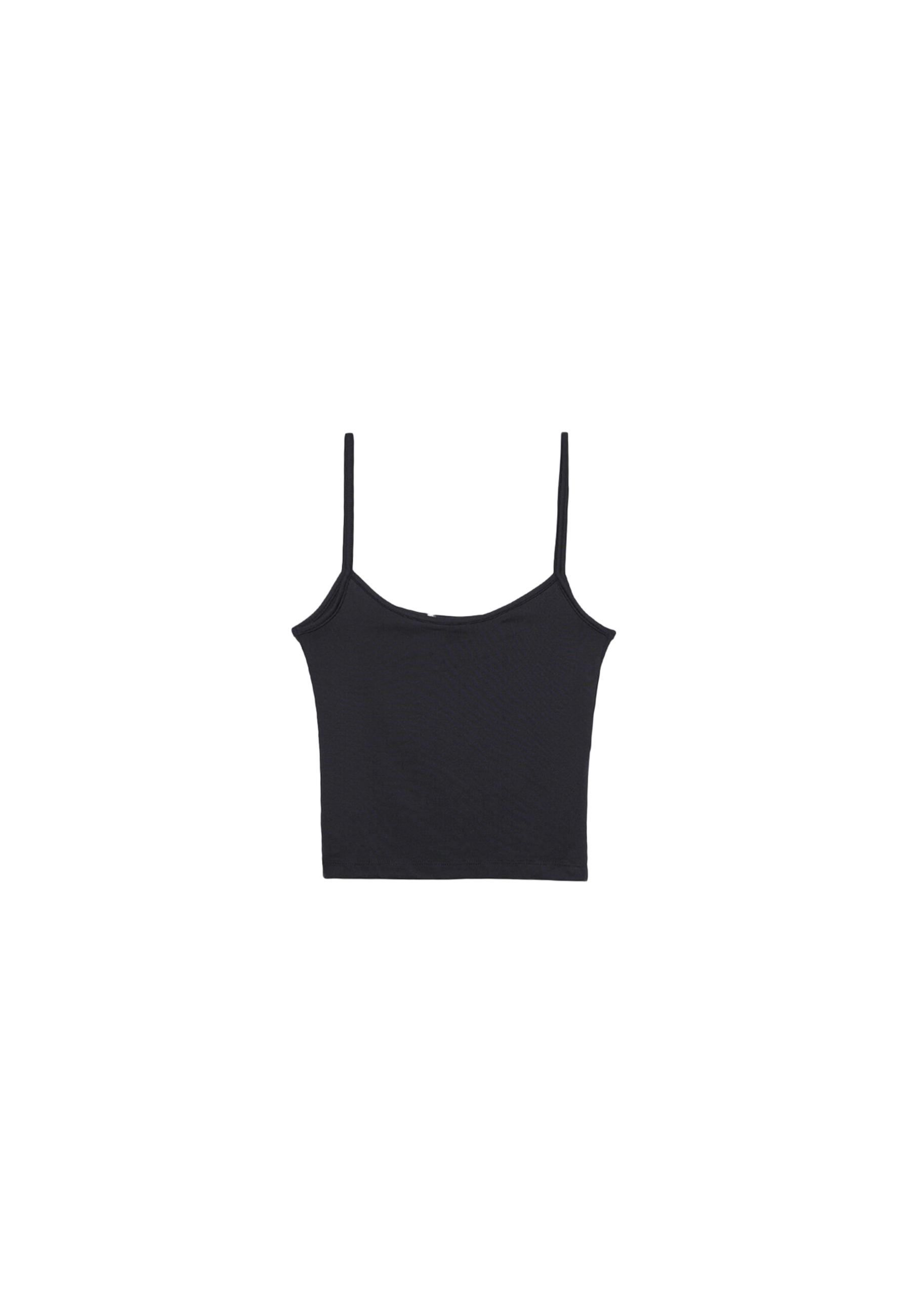 Strappy polyamide top — Black