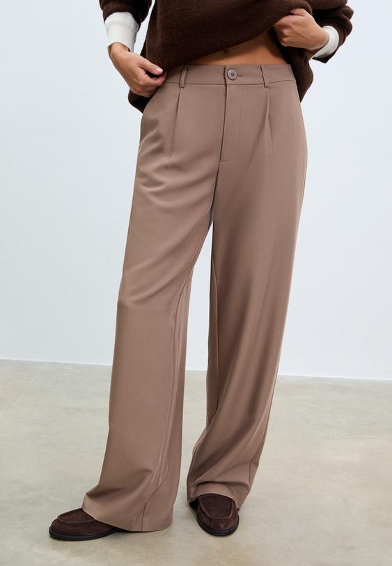pantalon recto efecto lino