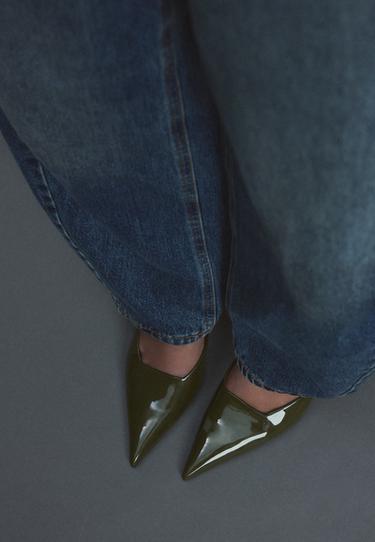 Patent-effect stiletto shoes — KHAKI  5