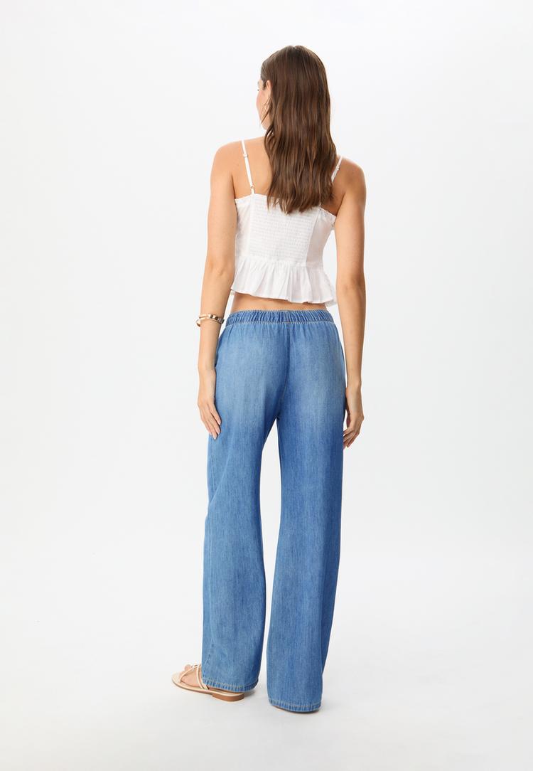 pantalon fluido largo denim