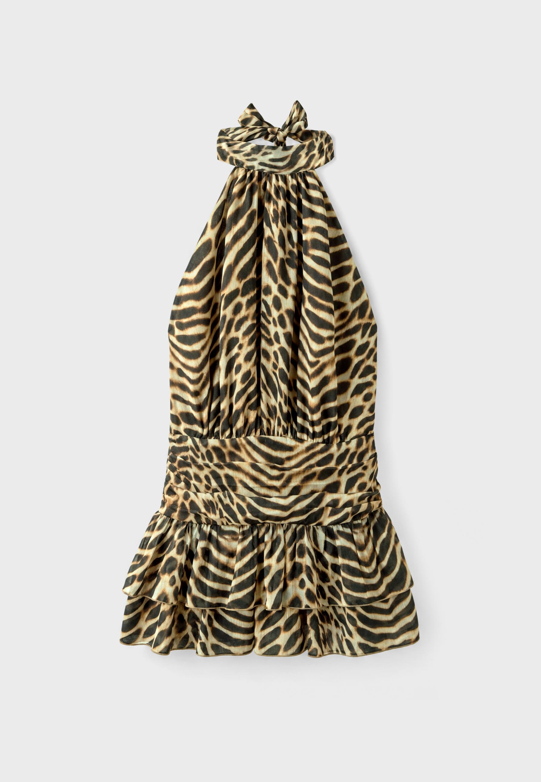 Printed halter dress — Caramel