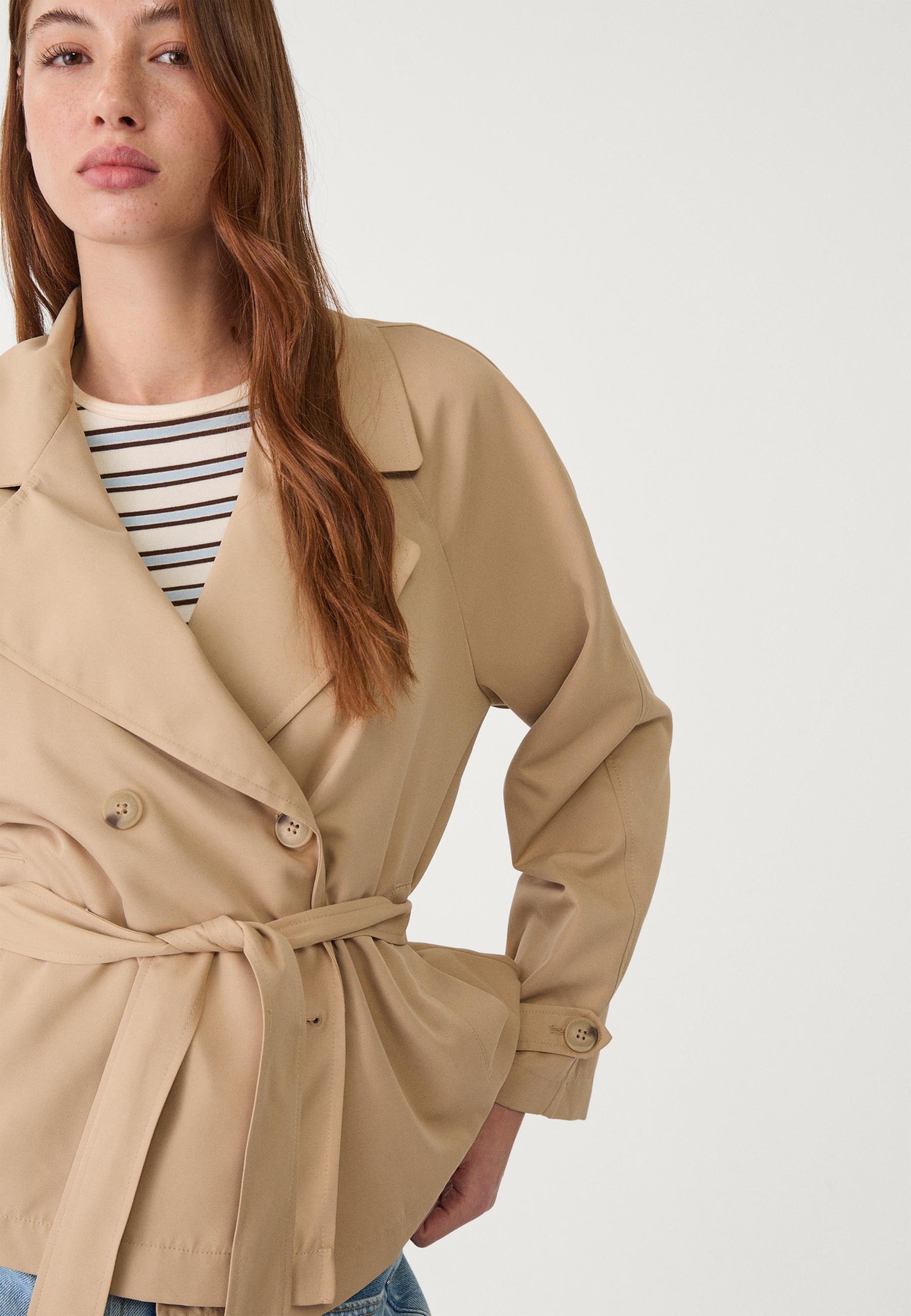 Short flowing trench coat with belt - Women's fashion