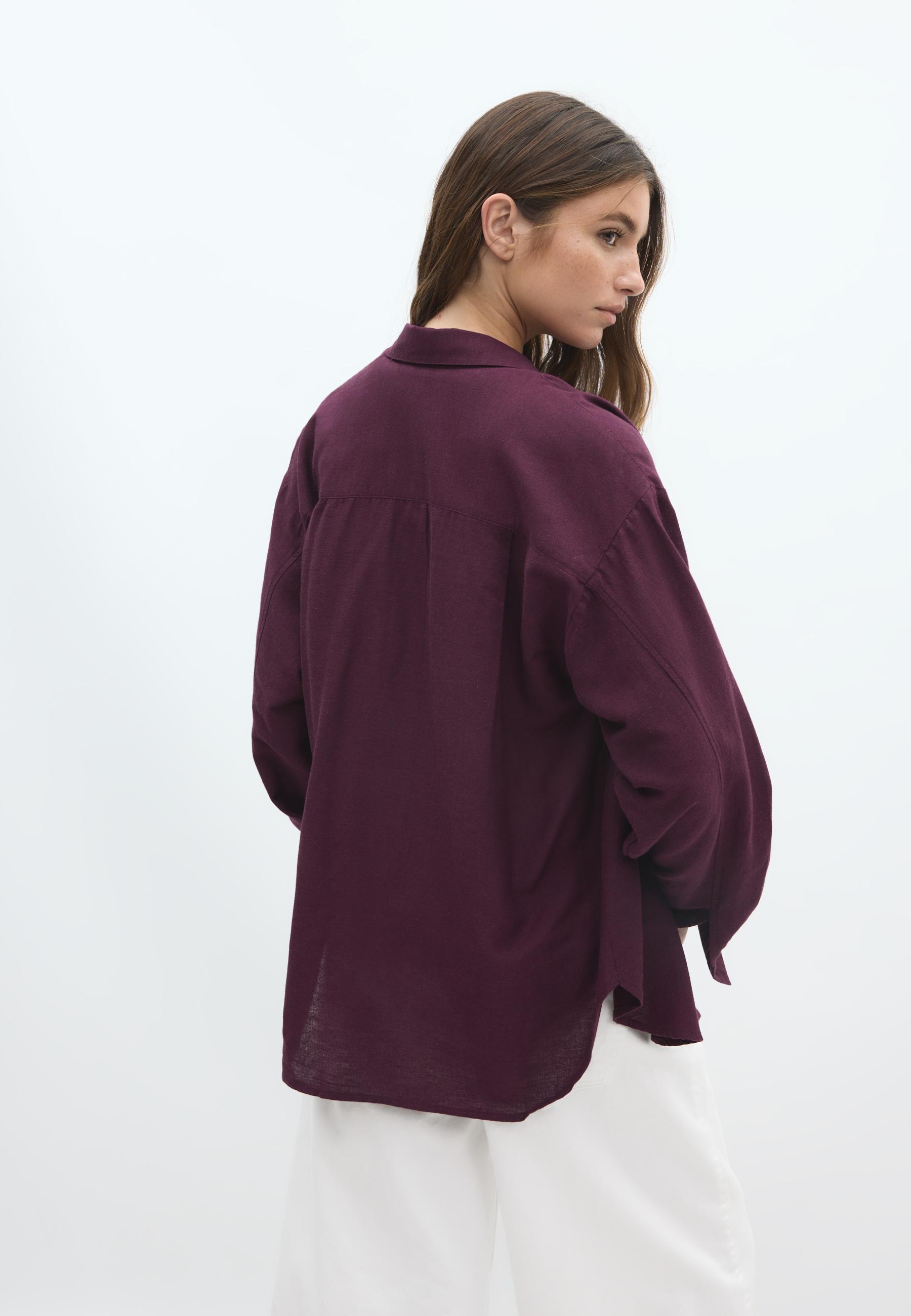 Linen-effect flowing shirt — Purple