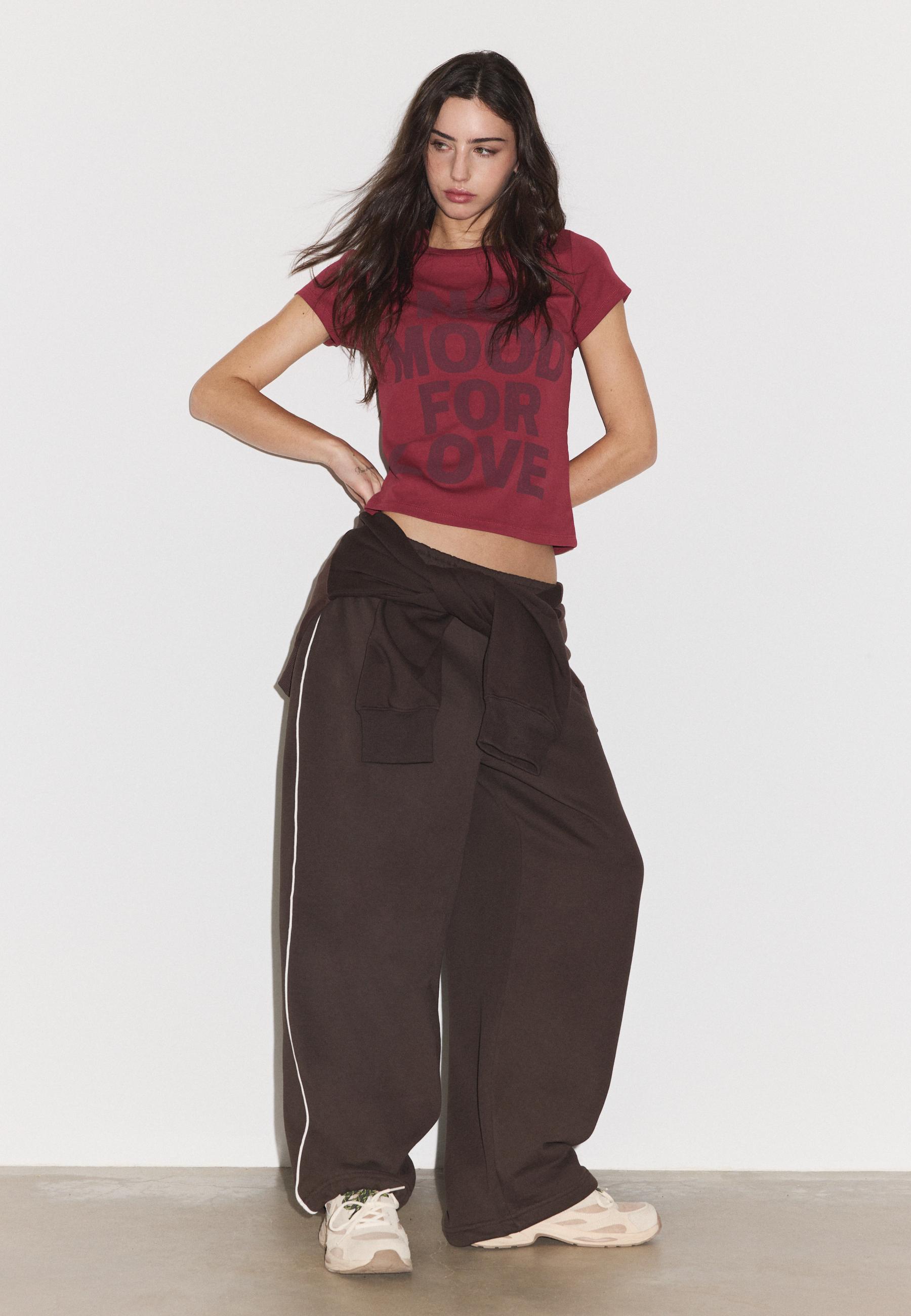 Printed short sleeve T-shirt — Dark red