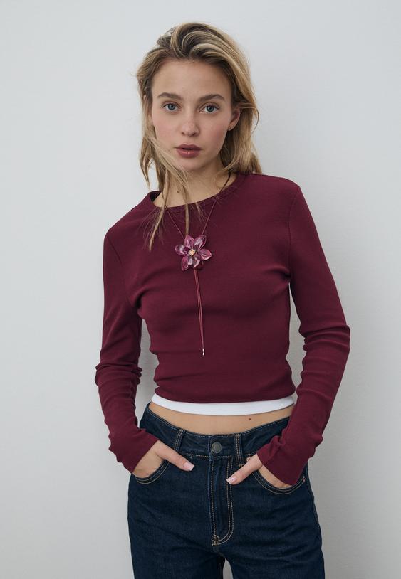 ribbed long sleeve t shirt