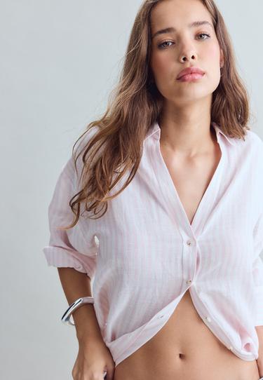 Rustic kimono sleeve shirt — Pastel pink 3
