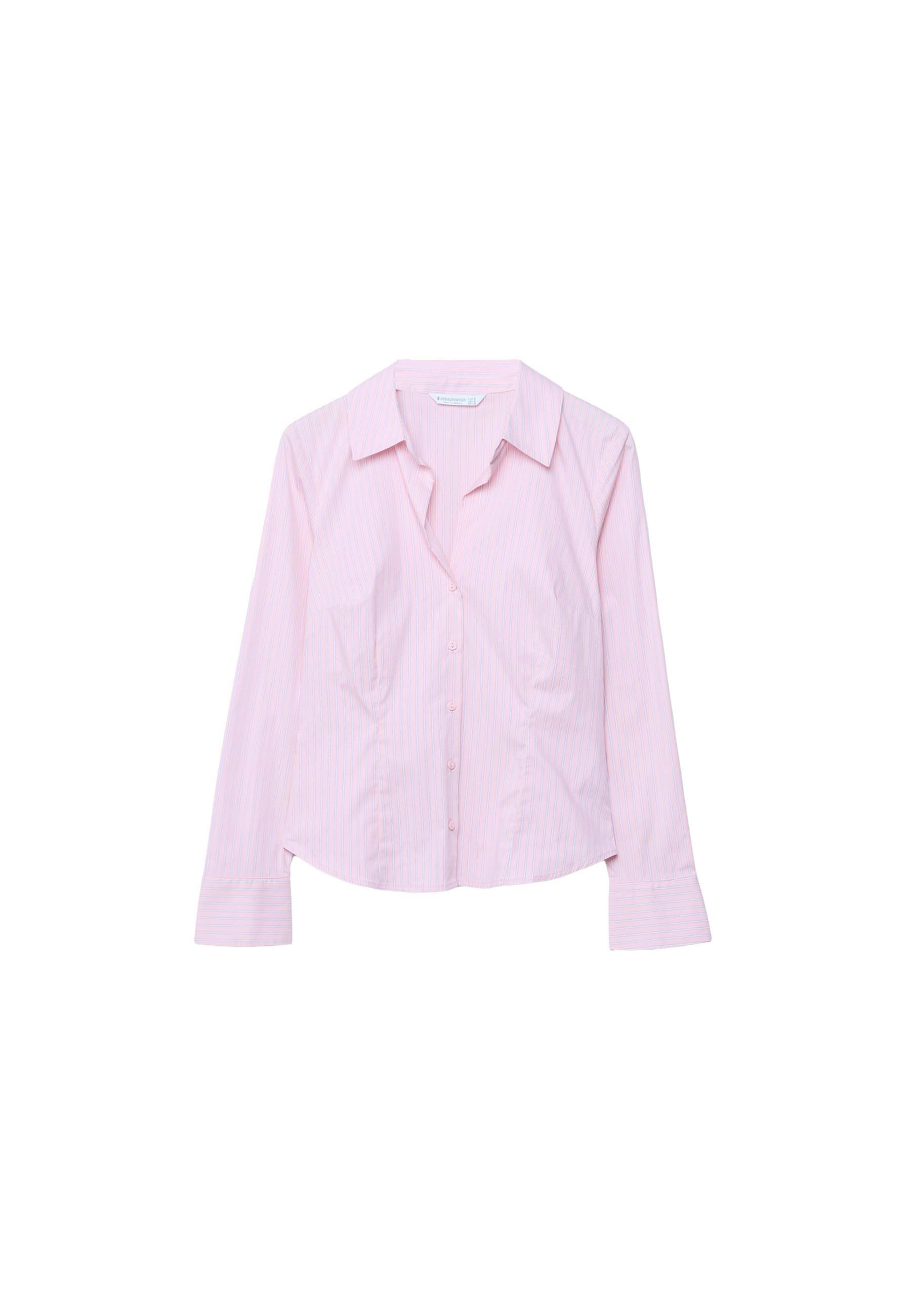 Basic striped fitted shirt — Pale pink