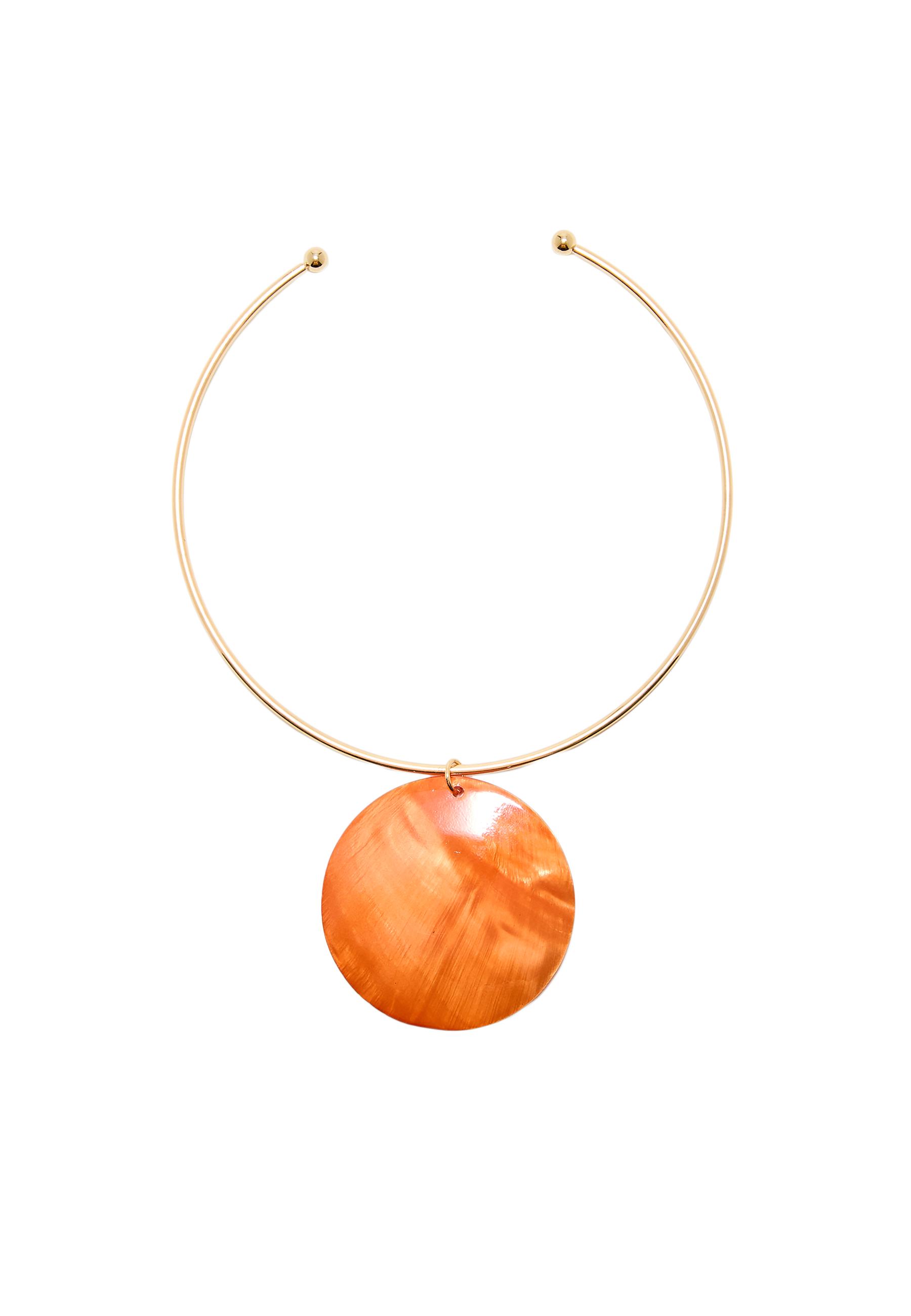 Mother-of-pearl effect choker necklace — Orange