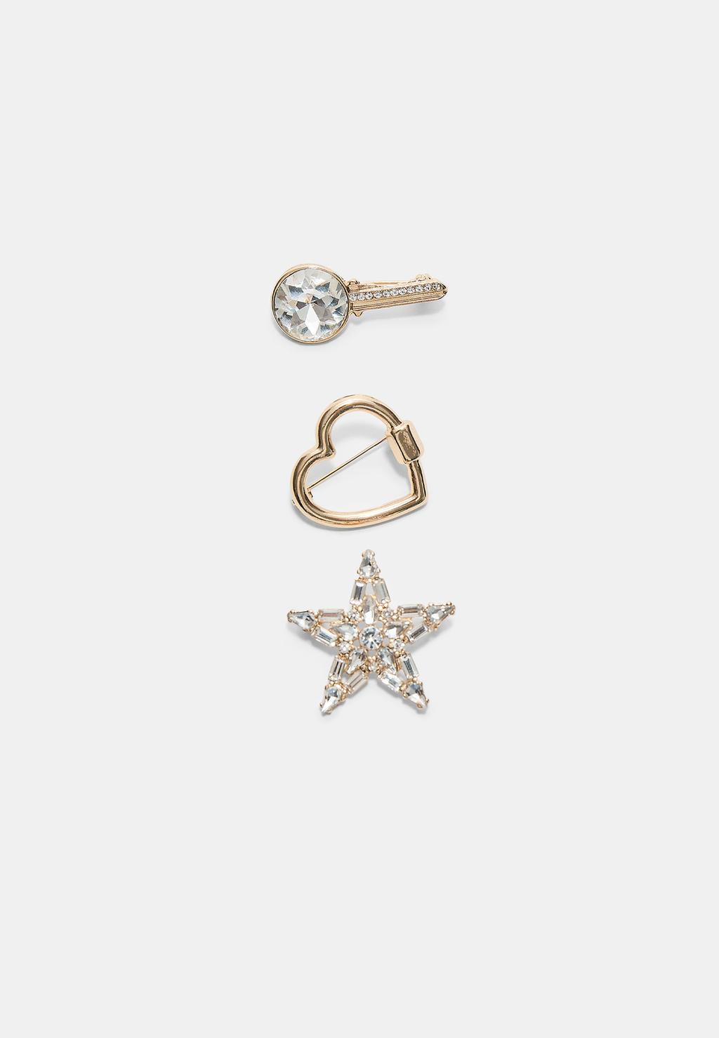 Set 3 broches combinados estrella brillos
