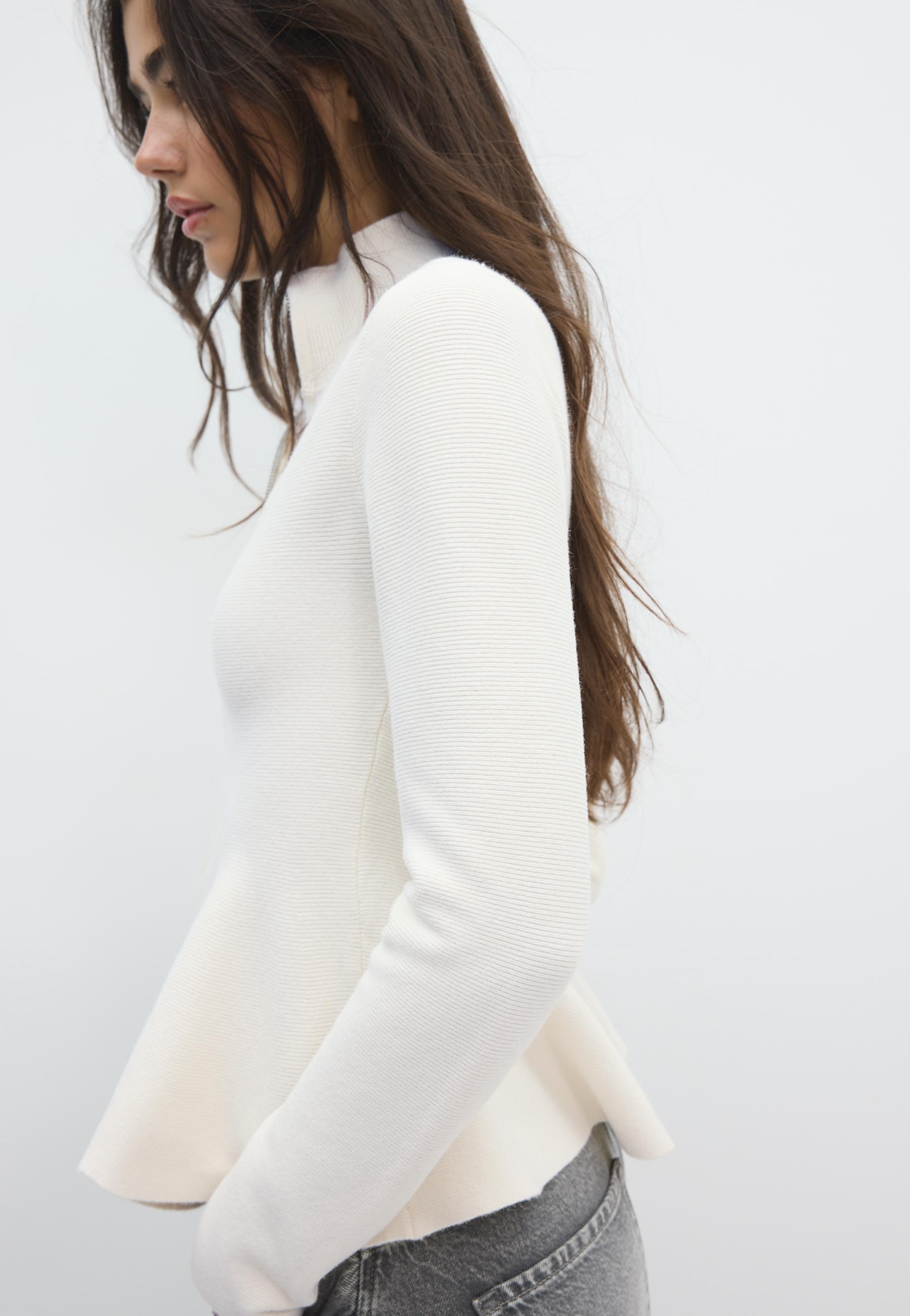 Stradivarius Πλεκτό Πουλόβερ Peplum Του Πάγου Xl