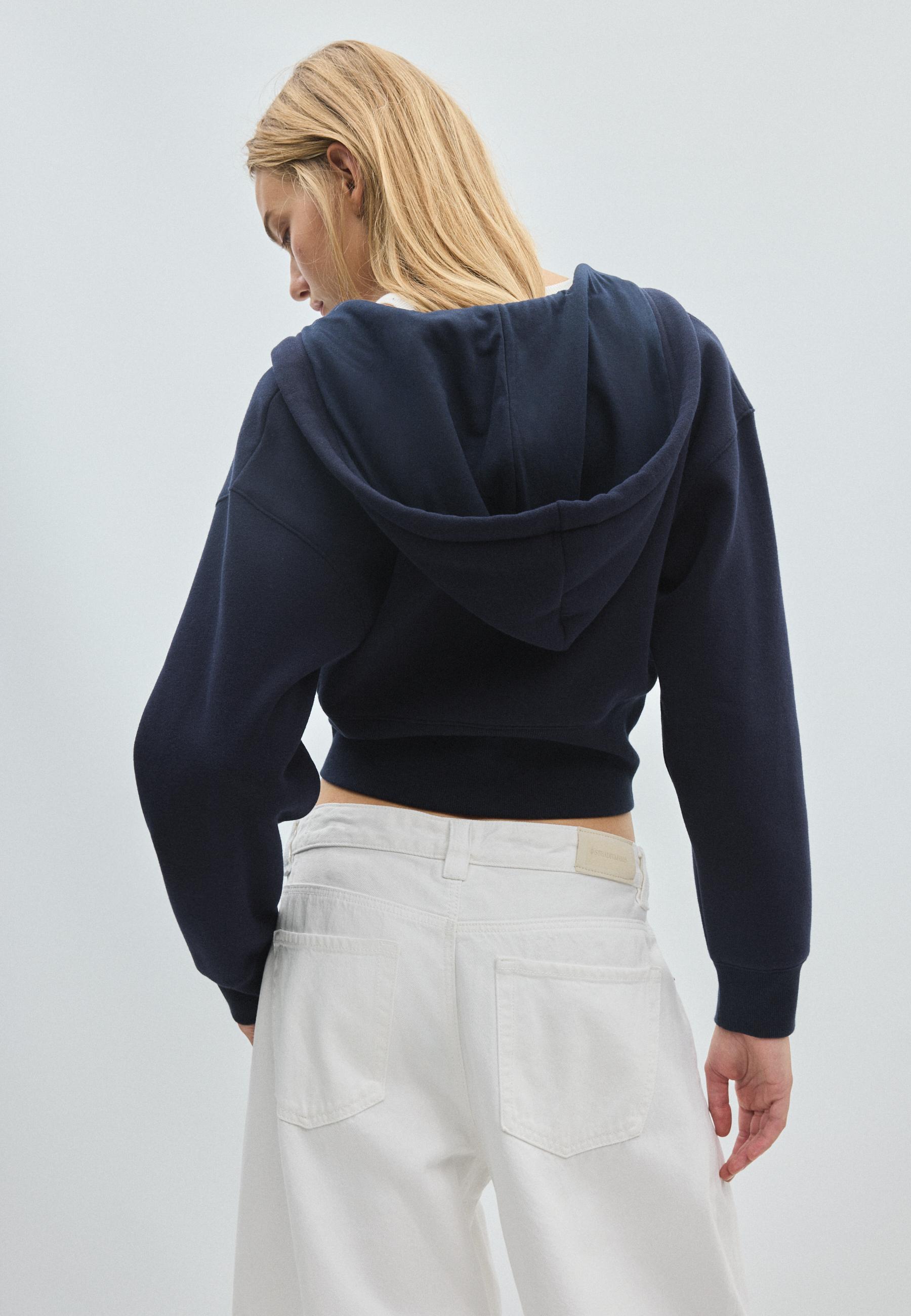 Zip-up hooded sweatshirt — Navy blue