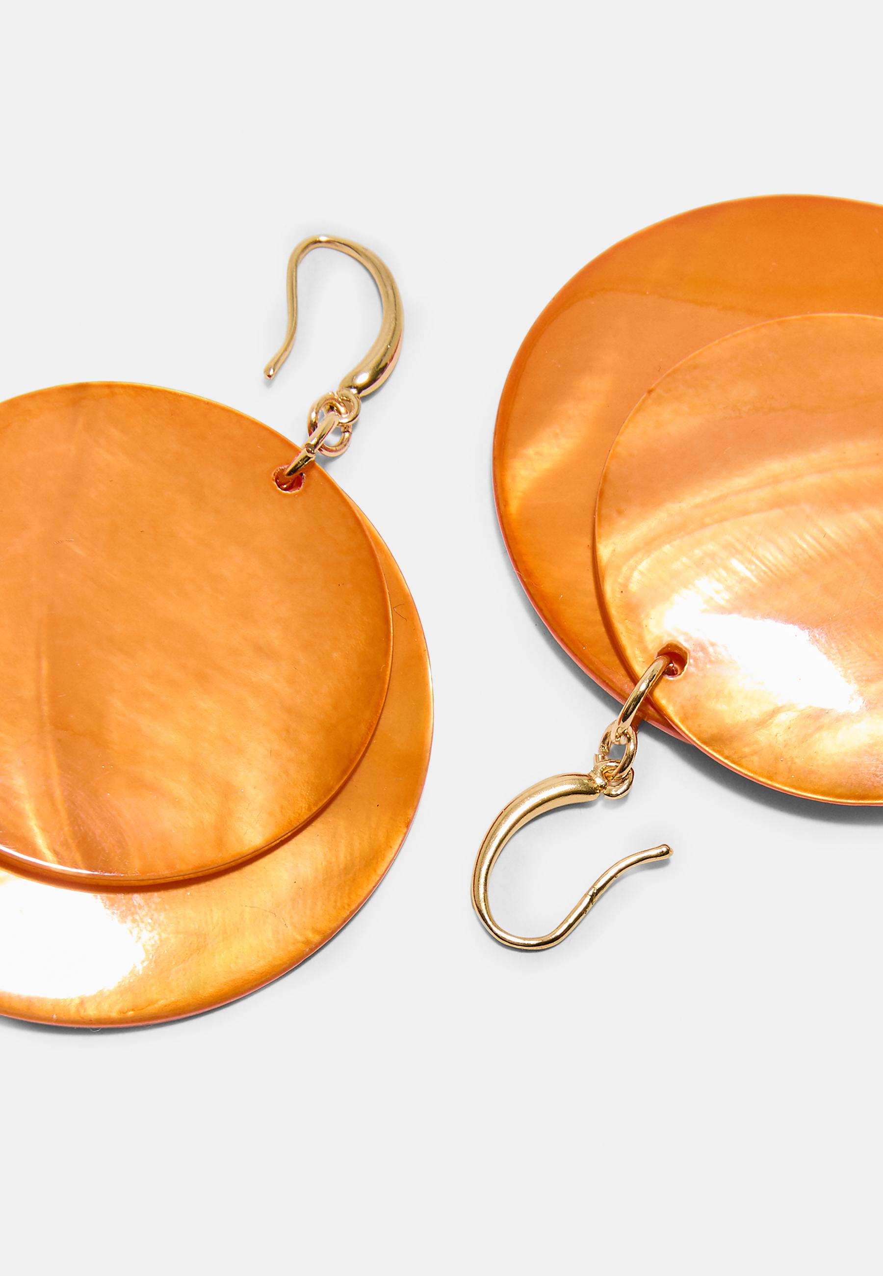 Mother-of-pearl effect earrings — Orange