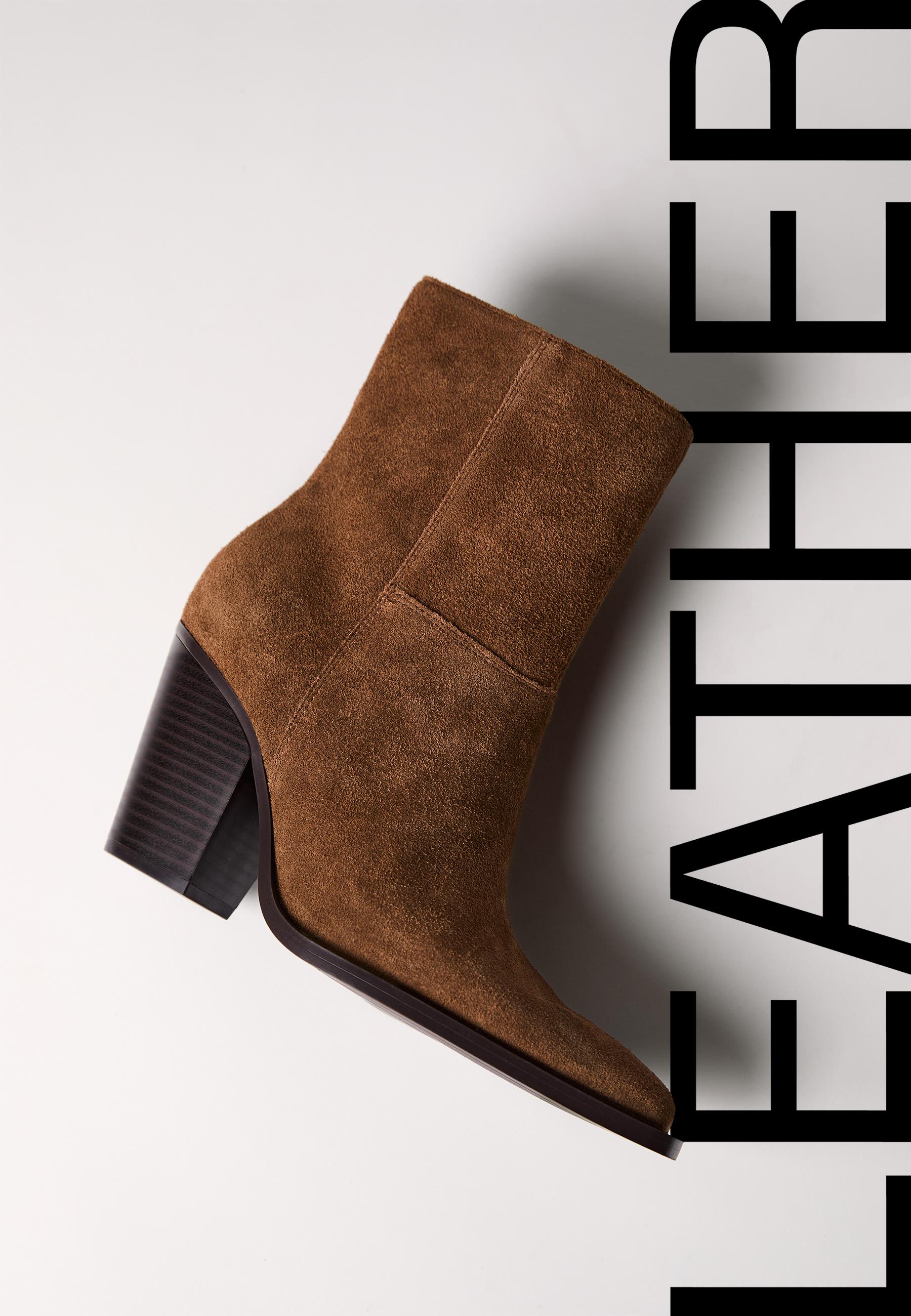 Leather cowboy ankle boots — BROWN