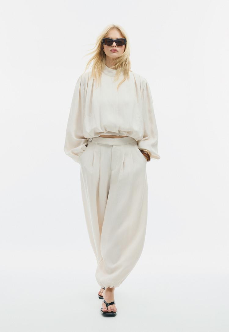 blusao fluido com pregas