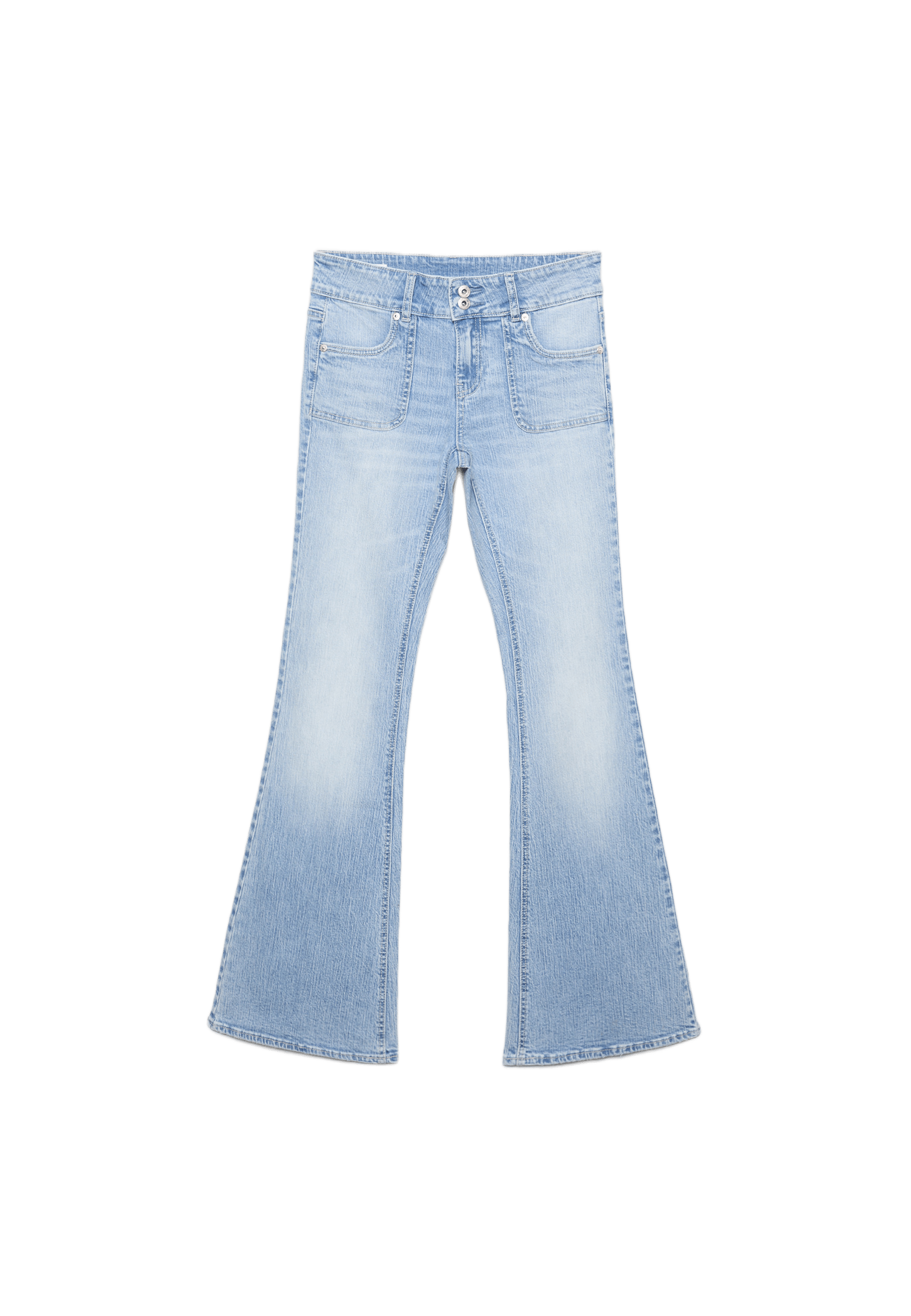 Low-rise jeans with seam pockets — MEDIUM LIGHT BLUE DENIM