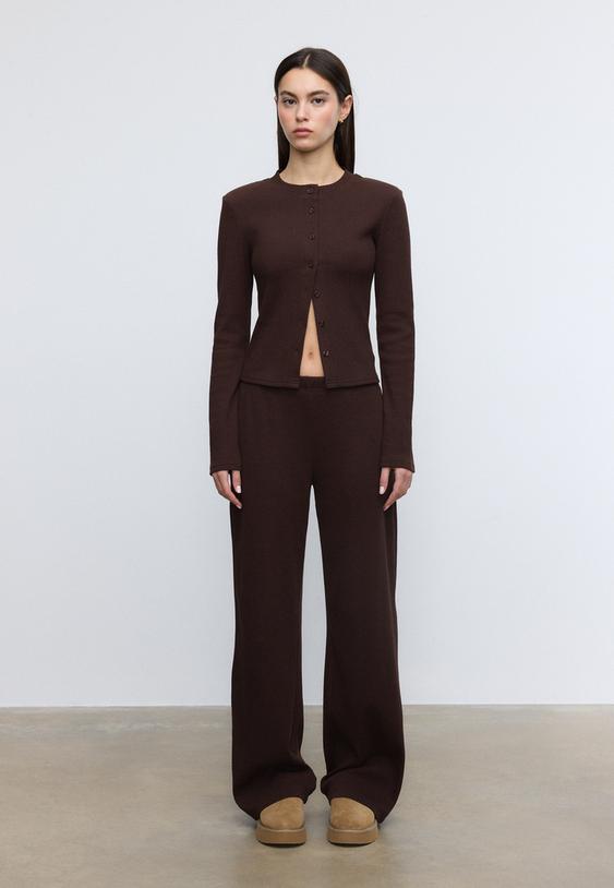 long knit trousers l04556977