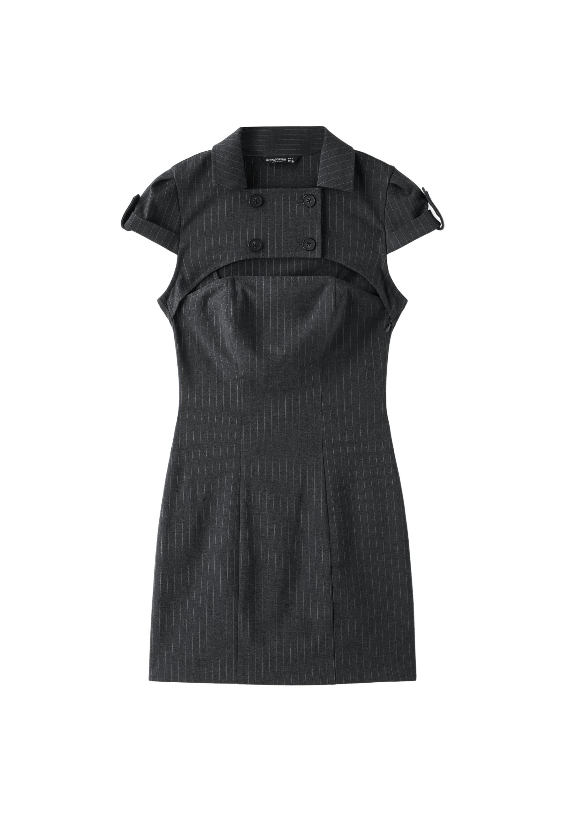Tailored mini dress with buttons — Dark grey